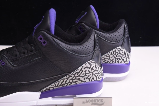 Rep TBkick CT8532-050 Court Air Jordan Black Retro 3 Purple 0703